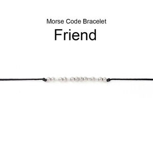 Inspirational Friend Handcrafted Silver Black Unisex Morse Code Bracelet